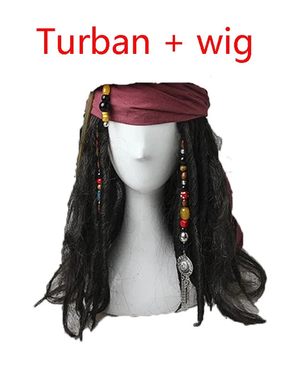 Piratenhut mit Dreadlocks Turban und Peruecke Jack Sparrow Stil
