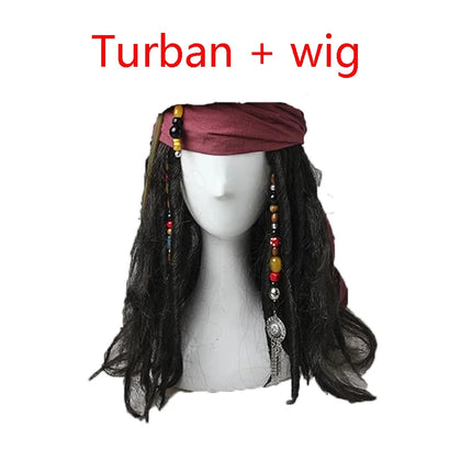 Piratenhut mit Dreadlocks Turban und Peruecke Jack Sparrow Stil