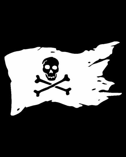 KFZ Aufkleber Pirat weisse Piratenflagge Totenkopf auf schwarz