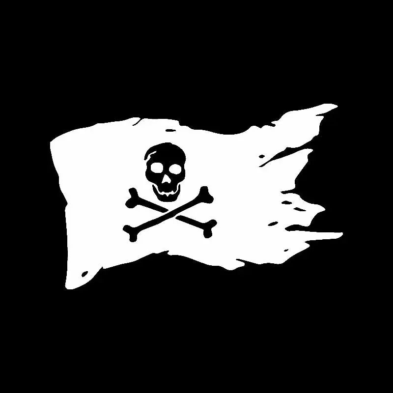 KFZ Aufkleber Pirat weisse Piratenflagge Totenkopf auf schwarz