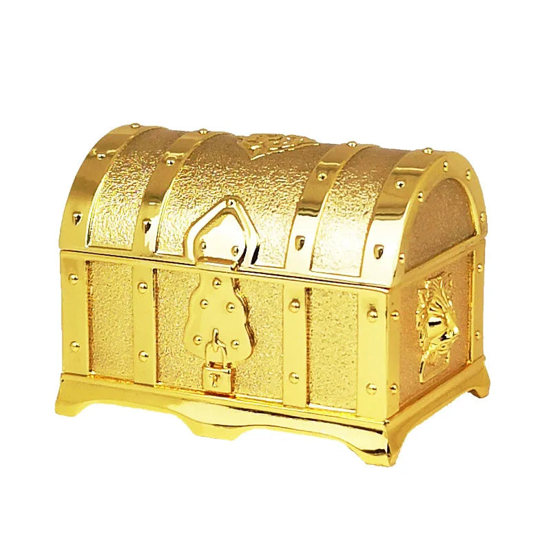 Piratentruhe Mini Gold Metall Zinklegierung 7cm Reliefmuster