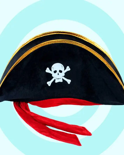 Piratenhut Skull schwarz gold getragen