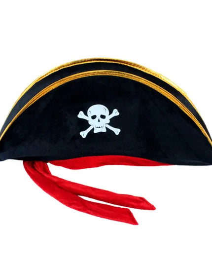 Piratenhut schwarz Skull Rueckansicht rotes Tuch