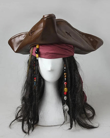 Piratenhut Dreadlocks Seitenansicht mit Holzperlen