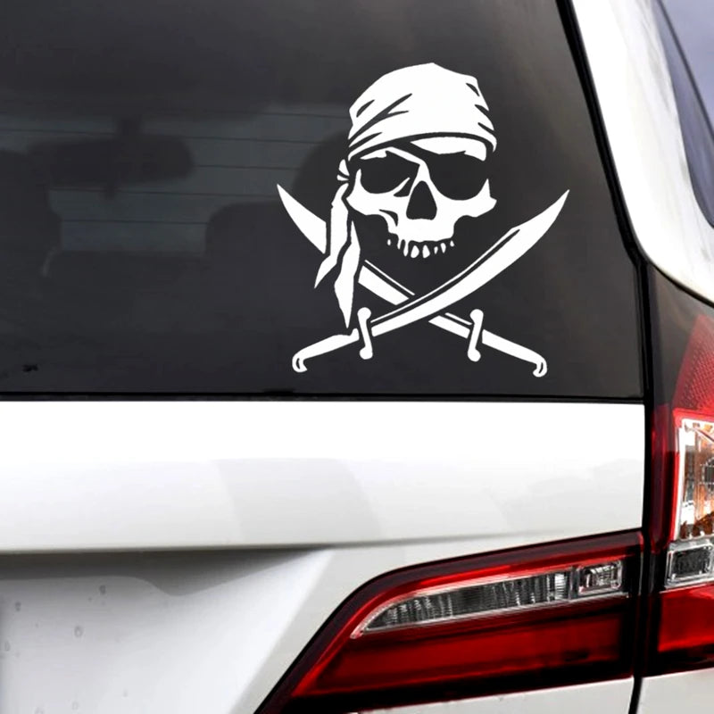 Piraten Totenkopf Schwert Sticker reflektierend Nachteffekt