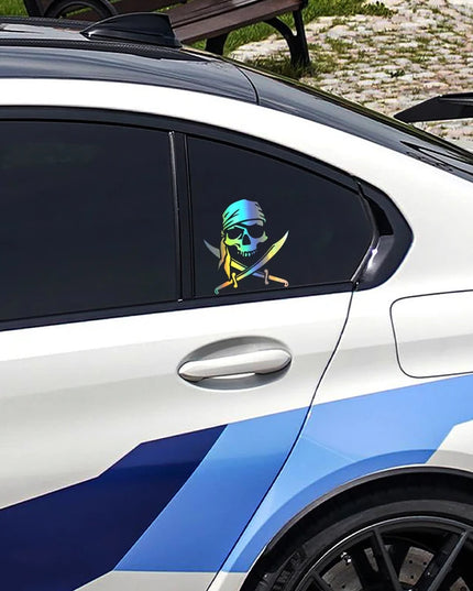 Pirat Totenkopf Aufkleber weiss Verpackung Lieferumfang