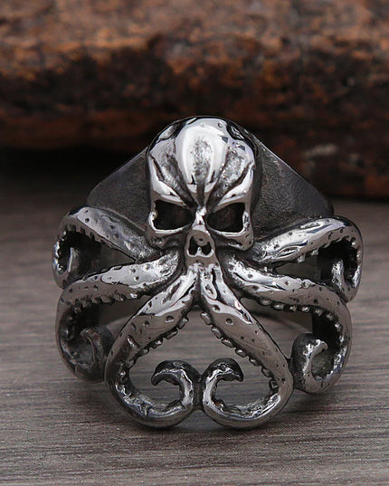 Schmaler Tentakel-Ring aus Edelstahl
