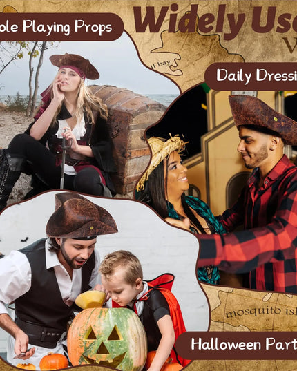 Piratenhut LARP Dreispitz dunkelbraun Draufsicht