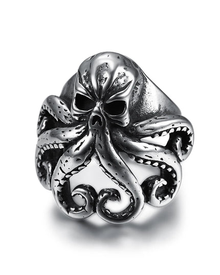 Gothic Totenkopf-Oktopus Ring