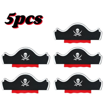 Piratenhut Fasching 5er Set Filz Totenkopf schwarz