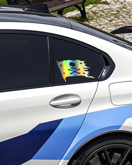 Piratenflagge Aufkleber holographisch Regenbogen Effekt