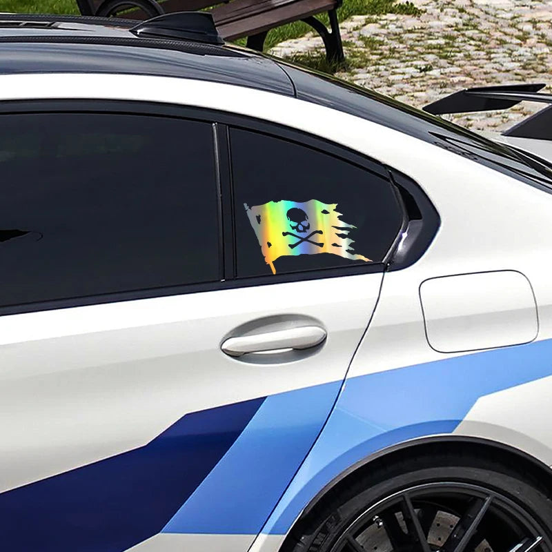 Piratenflagge Aufkleber holographisch Regenbogen Effekt