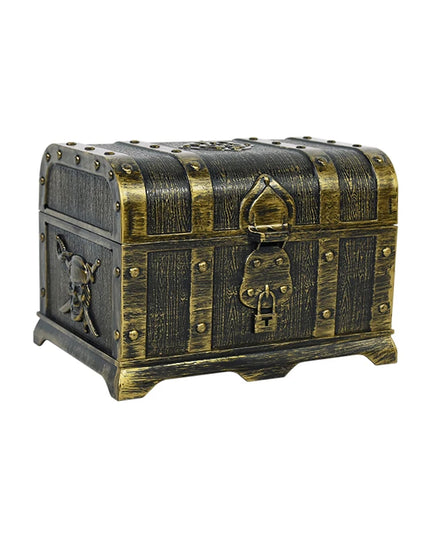 Piratentruhe Rollenspiel bronze gold Kunststoff Totenkopf Motiv