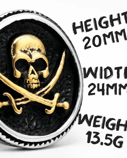 Goldener Jolly Roger Ring aus Stahl