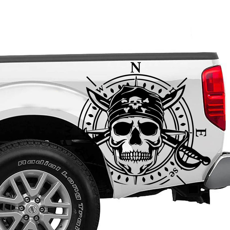 Gruener Piraten Kompass Totenkopf Vinyl Detail