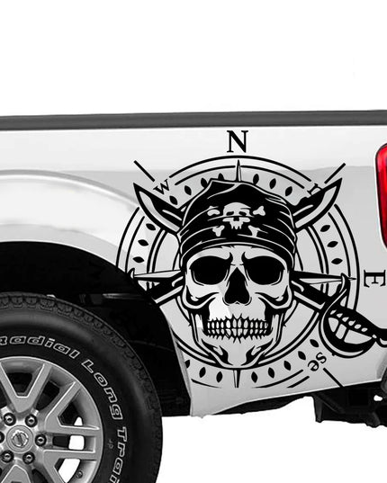 Roter Piraten Totenkopf Windrose Decal Detailbild