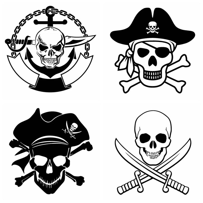 Totenkopf mit Schwertern Vinyl Decal Groessentabelle N646