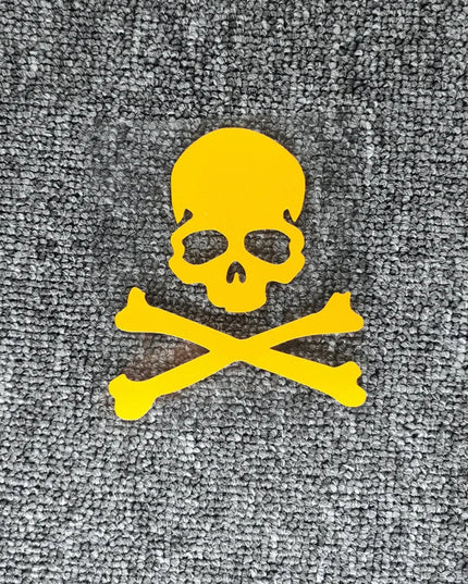 Totenkopf Aufkleber Motorrad gelb Schadel mit Knochen