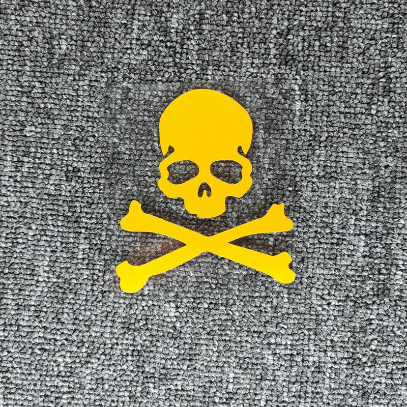 Totenkopf Aufkleber Motorrad gelb Schadel mit Knochen