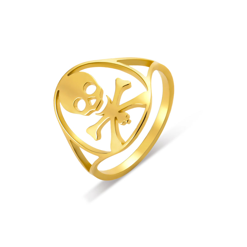 Goldener Totenkopf-Ring im Piratenlook