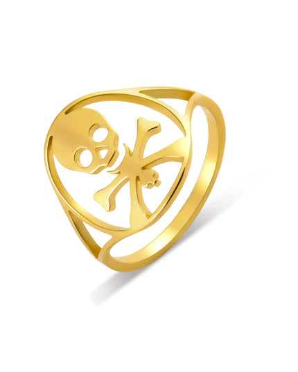 Kleiner Totenkopf-Ring mit Kreuzknochen