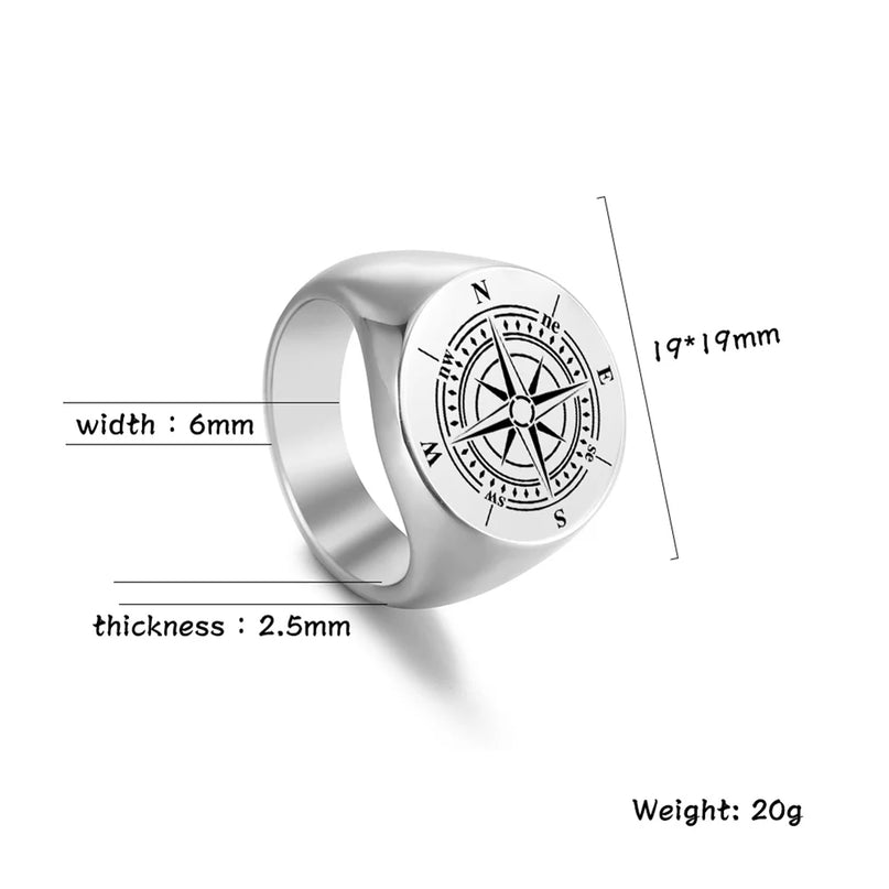 Steuerrad-Ring mit Windrose graviert