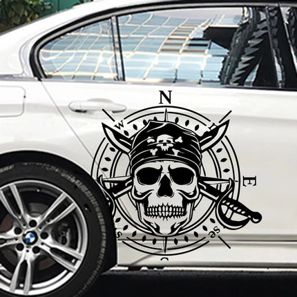 Piraten Kompass Aufkleber Rosa Totenkopf Windrose Fahrzeug