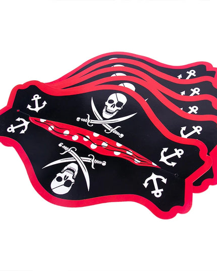 Piratenhut aus Pappe 5er Set schwarz mit Totenkopf und Ankern