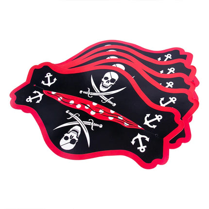 Piratenhut aus Pappe 5er Set schwarz mit Totenkopf und Ankern