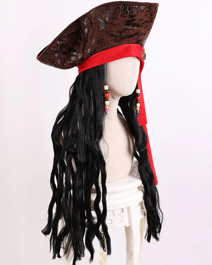 Piratenhut Peruecke Seitenansicht rotes Bandana