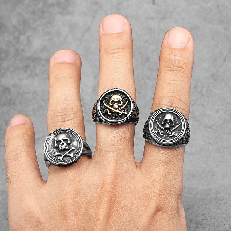 Silberner Jolly Roger Piraten-Ring
