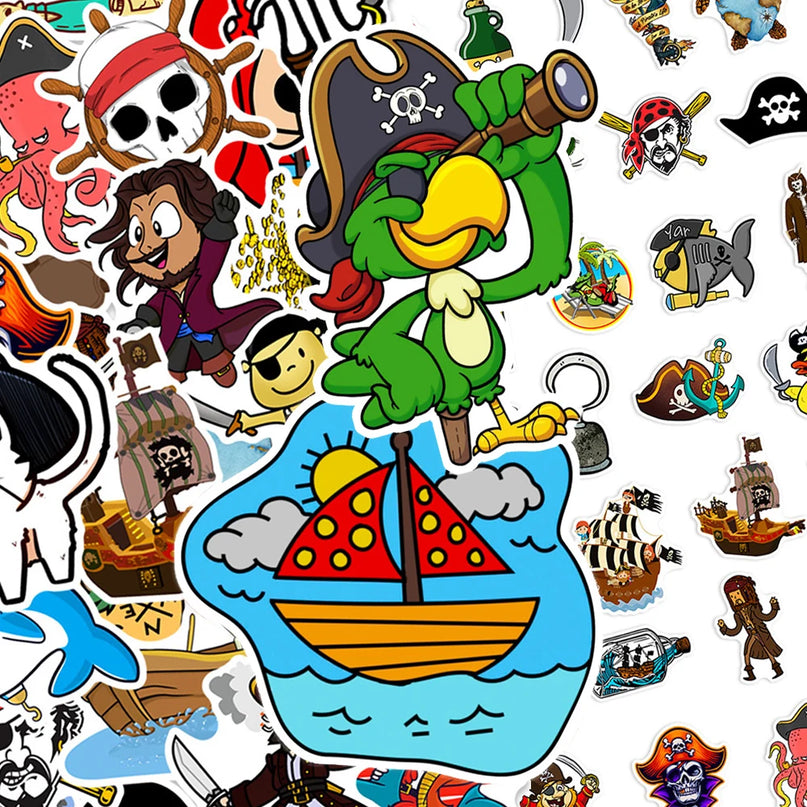 Piraten Aufkleber Rund 30 Stueck Cartoon Piratenmotive