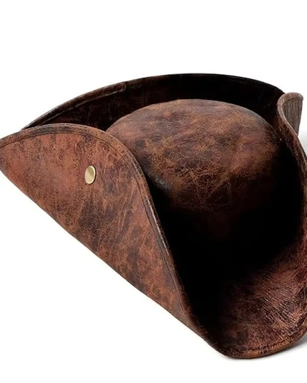 Piratenhut Leder braun Dreispitz Vintage-Optik