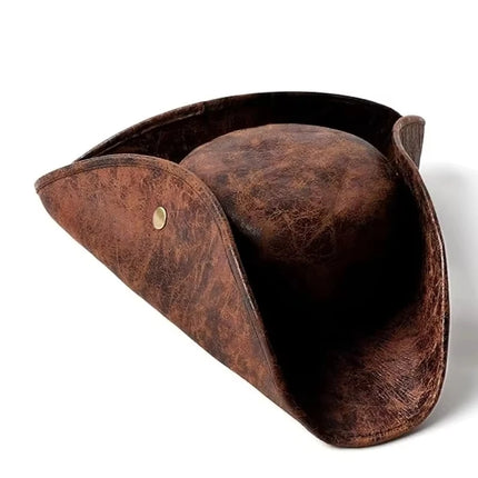 Piratenhut Leder braun Dreispitz Vintage-Optik