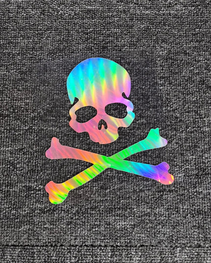 Gelber Piraten Totenkopf Sticker PVC Nahaufnahme