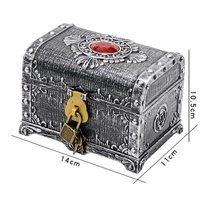 Piratentruhe mit Schloss silber antik Kunststoff 14cm
