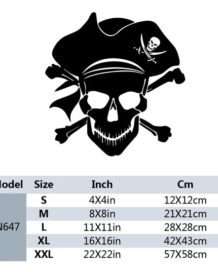 Totenkopf Aufkleber Gross Auto Piratenhut Knochen schwarz