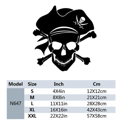 Totenkopf Aufkleber Gross Auto Piratenhut Knochen schwarz