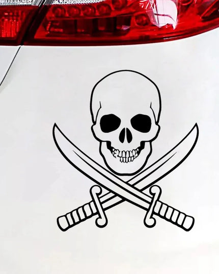Piraten Emblem Vinyl Aufkleber Detailansicht Kette Dolch