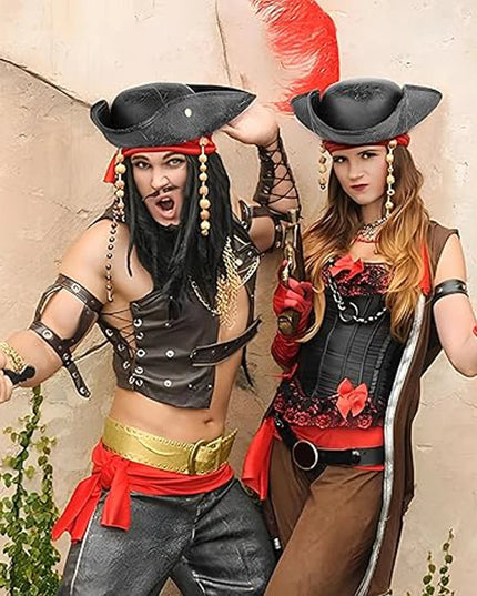 Piratenhut schwarz Draufsicht verwitterte Oberflaeche