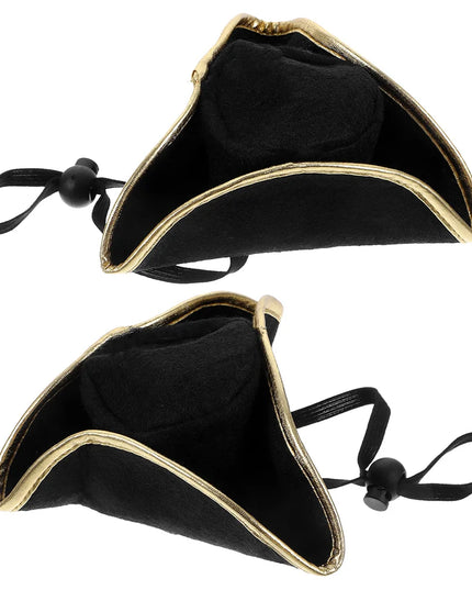 Piratenhut Haarreif 2er Set schwarz mit goldenem Rand