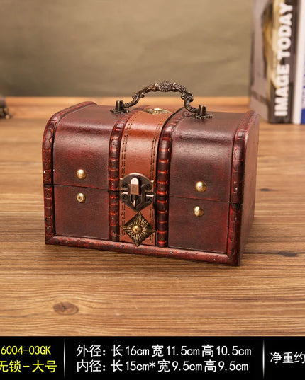 Piratentruhe Holz Kinder braun Bronzegriff Vintage 16cm Aufbewahrung