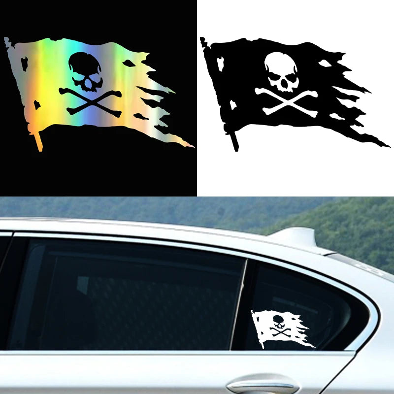 Jolly Roger Piratenflagge Aufkleber laser schwarz Varianten