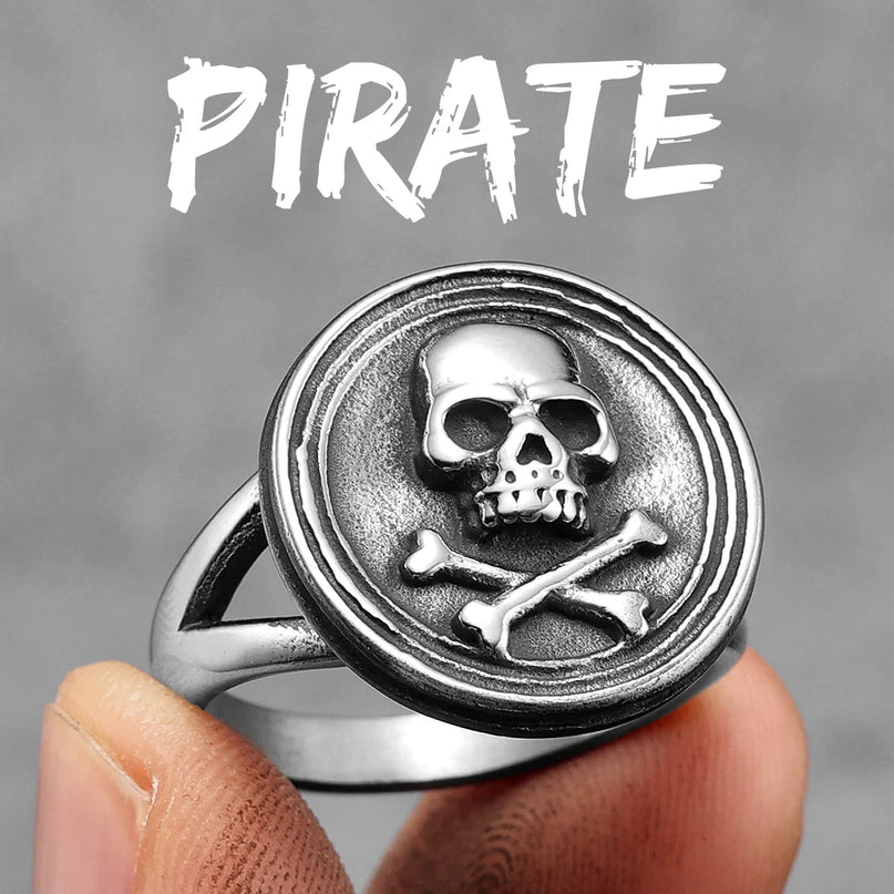 Silberner Jolly Roger Piraten-Ring