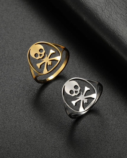 Kleiner Totenkopf-Ring mit Kreuzknochen