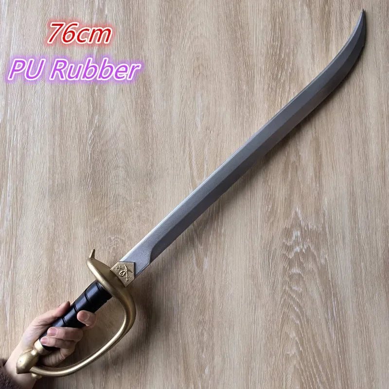 Piratensäbel Gummi PU 76cm goldener Ringgriff schwarzes Griffband realistisches Piraten-Cosplay-Requisit