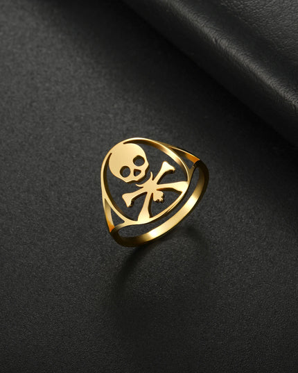 Kleiner Totenkopf-Ring mit Kreuzknochen