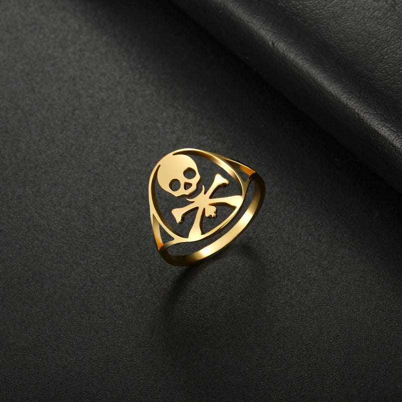 Kleiner Totenkopf-Ring mit Kreuzknochen