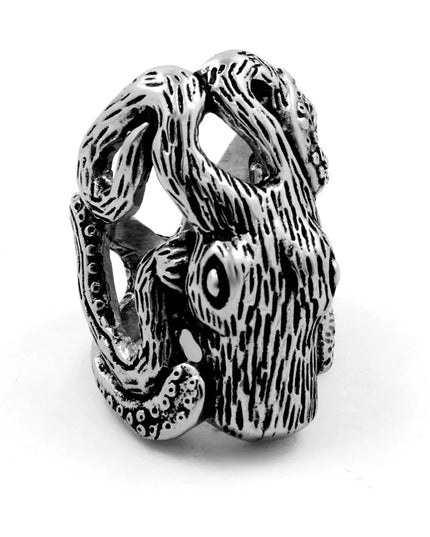 Verschlungener Oktopus-Ring aus Stahl