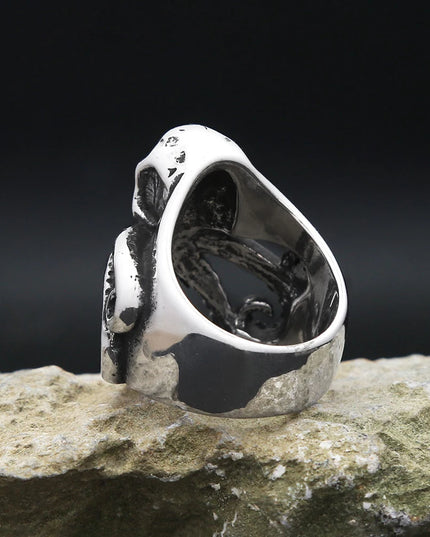 Silberner Kraken-Skull Ring fur Manner